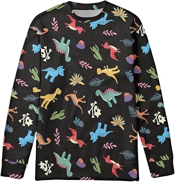 Boy Sweatshirts Cartoon Novelty Round Neck Pullover Dinosaur Graphic Tops Clothing Shirts 6-16T