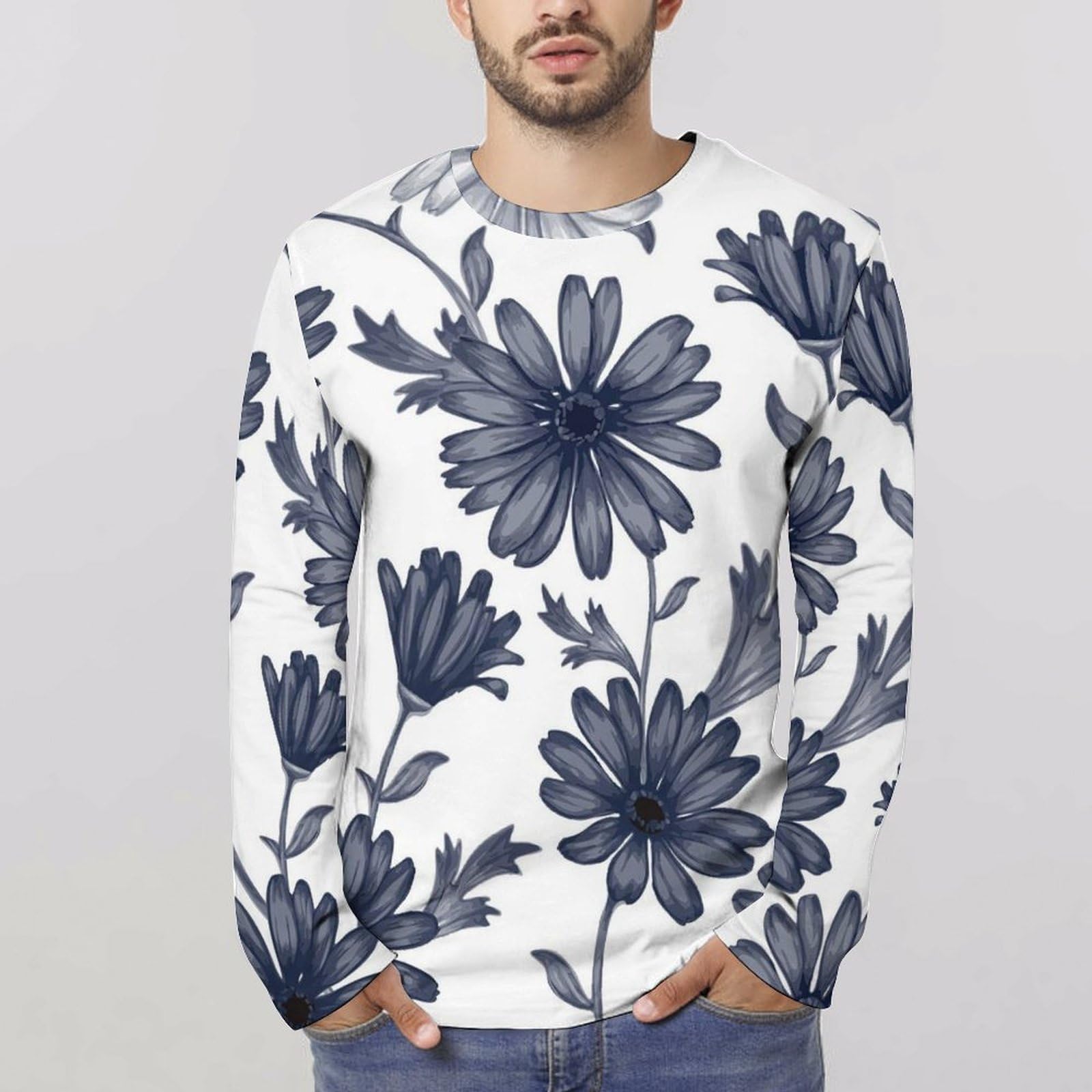 Amazon.co.jp: 長袖 Tシャツ メンズ フラワー 花柄 ロングスリーブ 