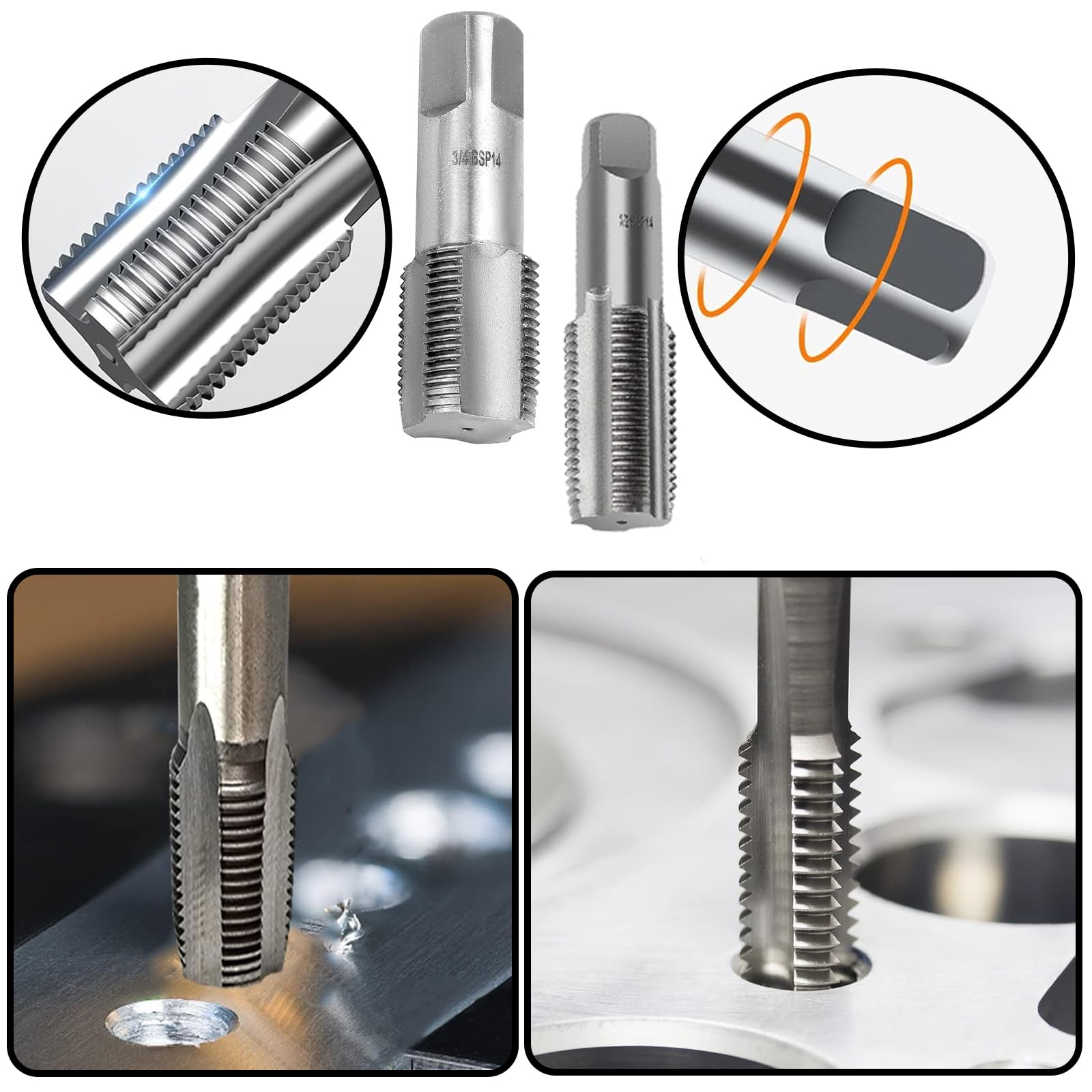 Set rubinetti per tubi, rubinetto in acciaio al carbonio da 1/2 pollice, filettatura interna da 3/4 pollici, rubinetto per incisione, per collegamenti di tubi dell'acqua, riparazione auto e macchine