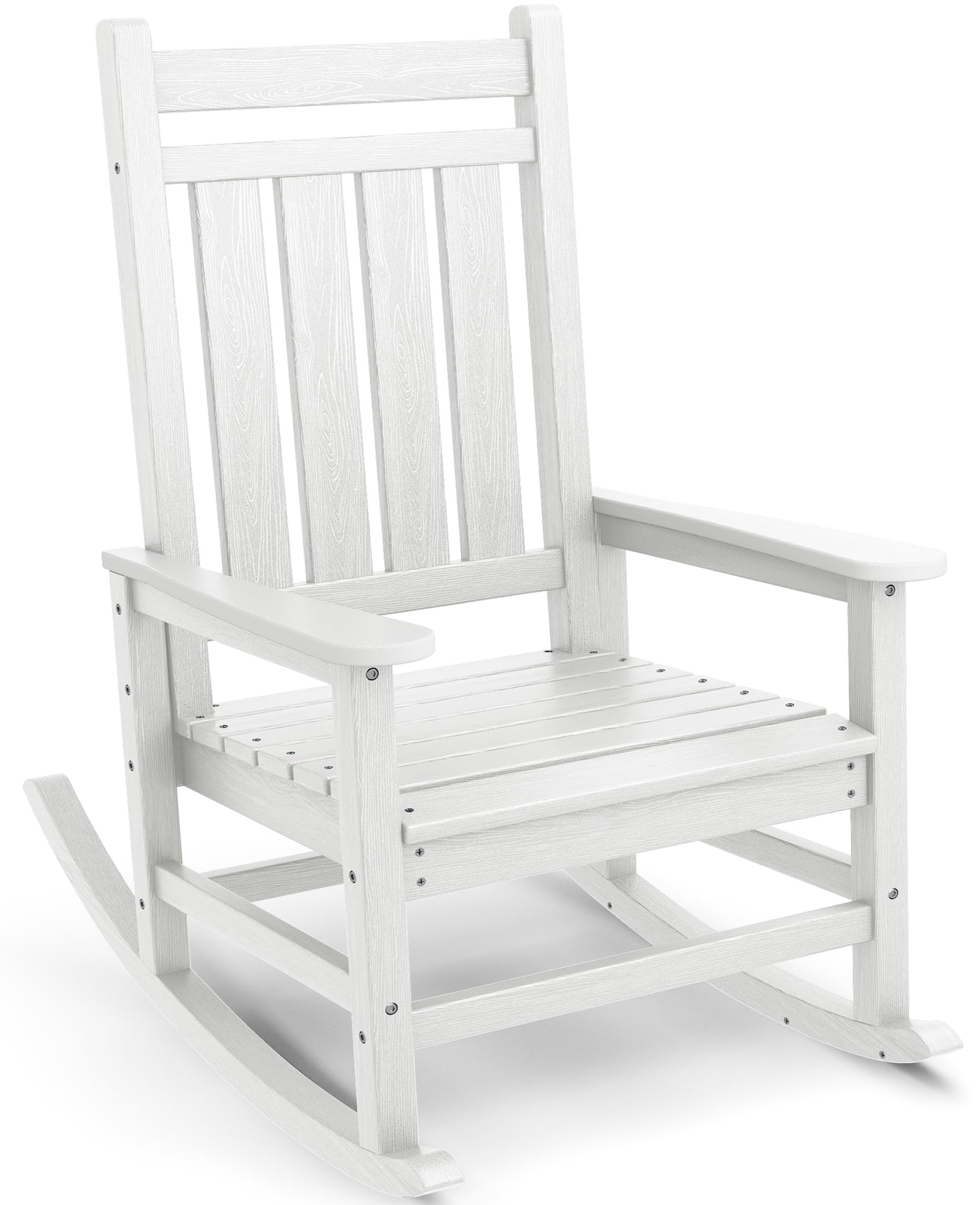 SERWALL Outdoor Rocking Chair Set of 6, Patio Rocking Chairs for Adults, White