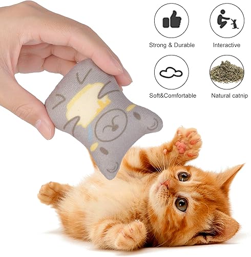 Miniatura 4 de Dorakitten Juguetes de hierba gatera para gatos de interior  5 juguetes de peluche masticables para gatos, juguete interactivo relleno de hierba