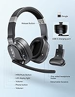 Vista 6 de TECKNET Bluetooth Trucker Headset, Single and Dual Ear Wireless Headset with Mic for Work Noise Cancelling, 50Hrs 3 EQ Music Modes Trucker Bluetooth
