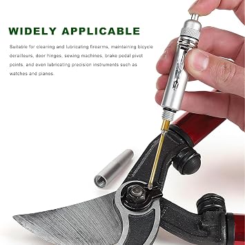 Precision Oiler, Aluminum Dripping Oil Pen with Solid Internal Needle & Pocket Clip, Automotive Precision Pin Point Applicator Lube Systems Oiler for Machine Maintenance
