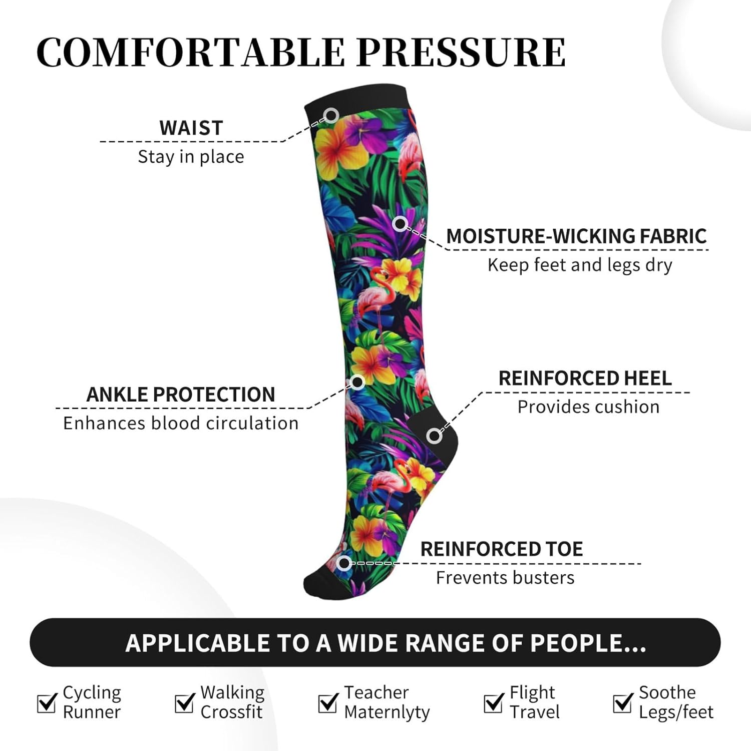 Compression Socks Calf Knee High Support Socks Novelty For Women Men Athletic Running Hiking Nurse - Image 4