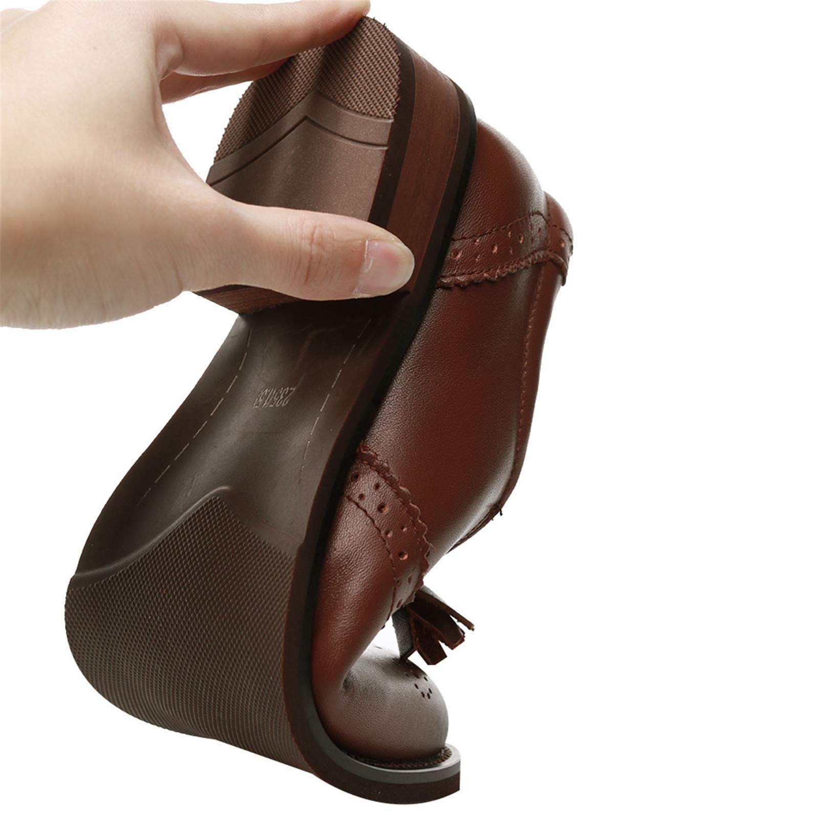 ANUFER Femmes Cuir Véritable Gland Loafers Brogues Facile à Mettre Escarpins