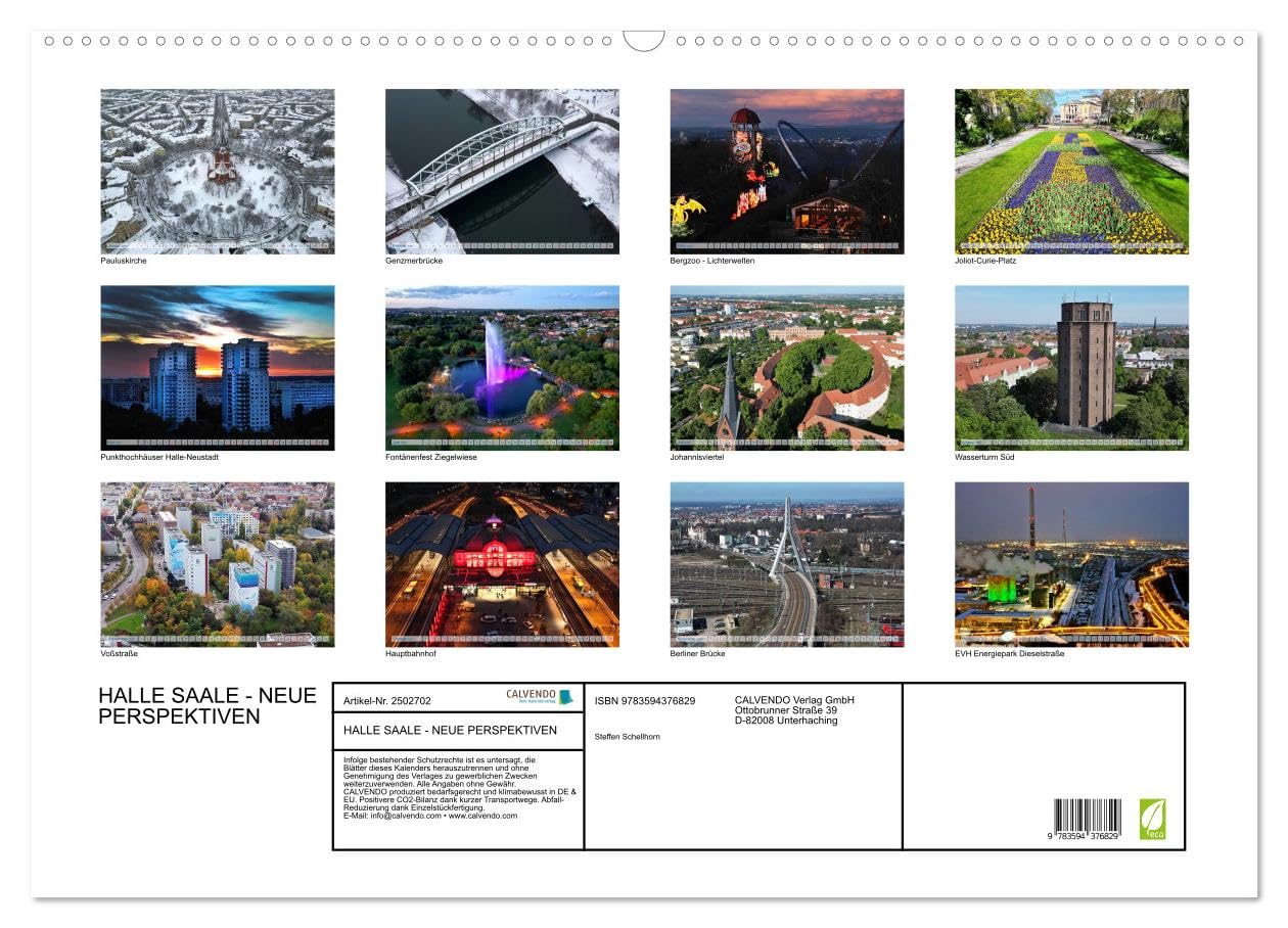 CALVENDO · HALLE SAALE - NEUE PERSPEKTIVEN (Kalender 2027) | DIN A2 Querformat · Wandkalender · Halle aus der Sicht einer Drohne neu entdeckt