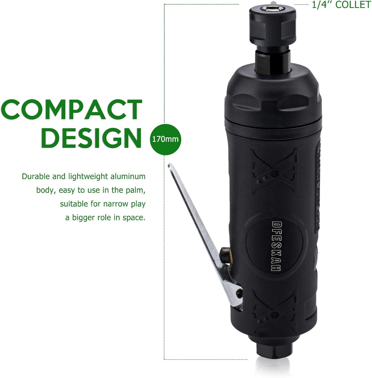 🛒 Crаzу Dеаlѕ Air Die Grinder, DFESKAH Pneumatic Straight Die Grinder with 1/4’’ and 1/8 ‘’Collets,20000 RPM Free Speed Fеаturеd Prоduсt Air Die Grinder, DFESKAH Pneumatic Straight Die Grinder with 1/4’’ and 1/8 ‘’Collets,20000 RPM Free Speed