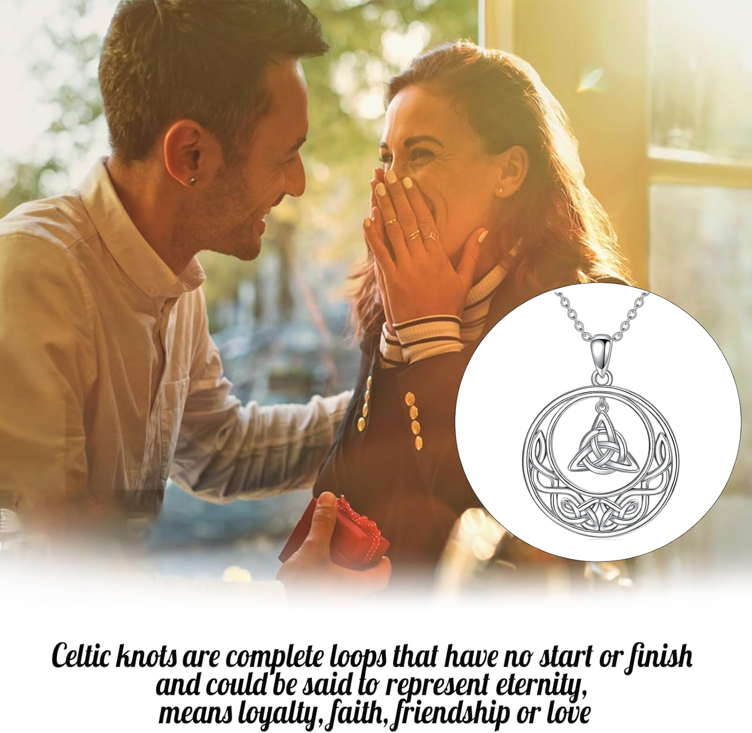 Celtic Necklace for women Silver Irish Celtics Knot Celtic Pendant Necklaces Good luck Necklace Good Luck Necklace with Birthstone Crystal Round Pendant Necklace 20inch Gift for Her - Image 4