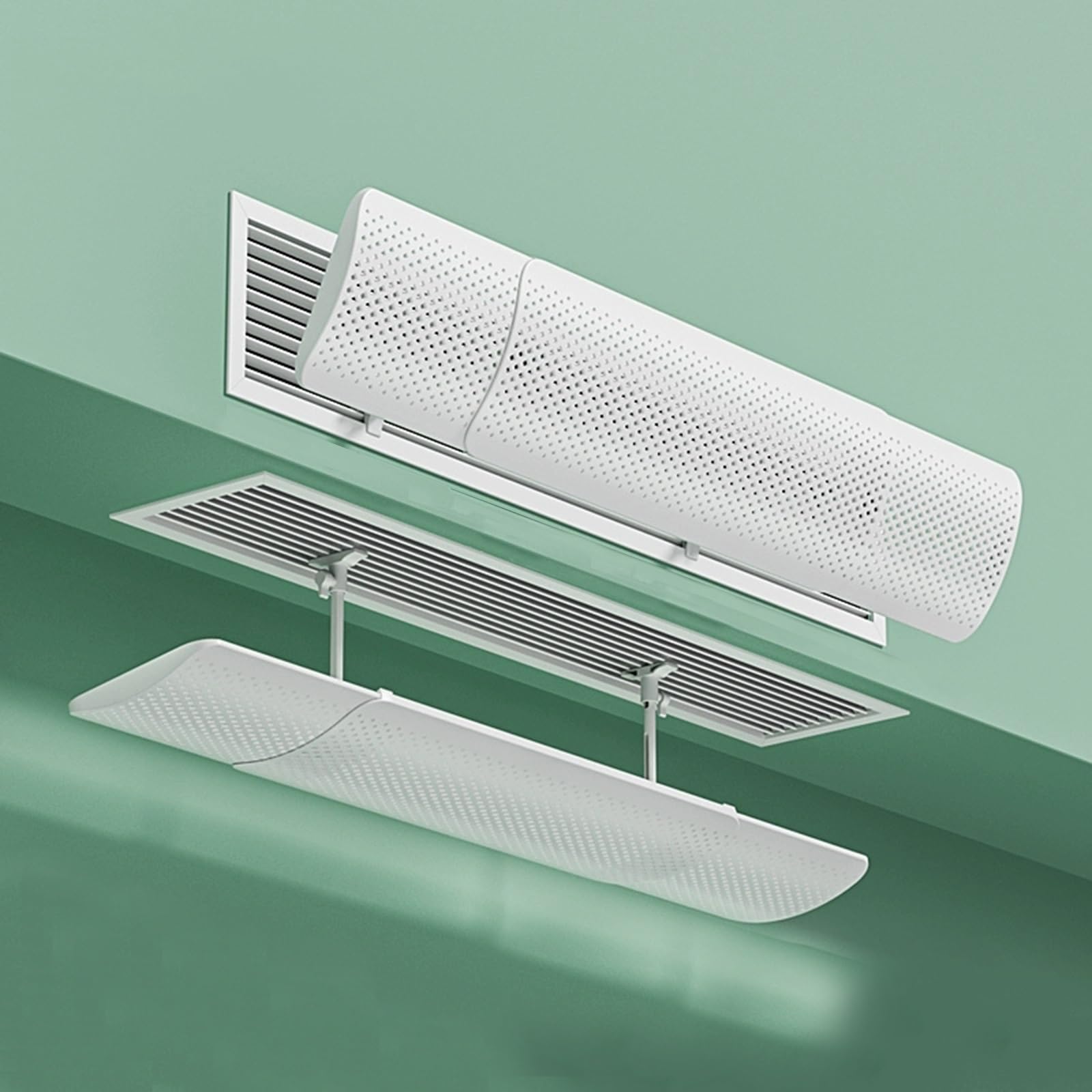 YGER JZGB 2 Ceiling Vent Deflector, air Vent Diverter, Retractable Panel, Metal Buckle, PP Material, for Top and Side Air Outlets(120x16cm/47x6in)