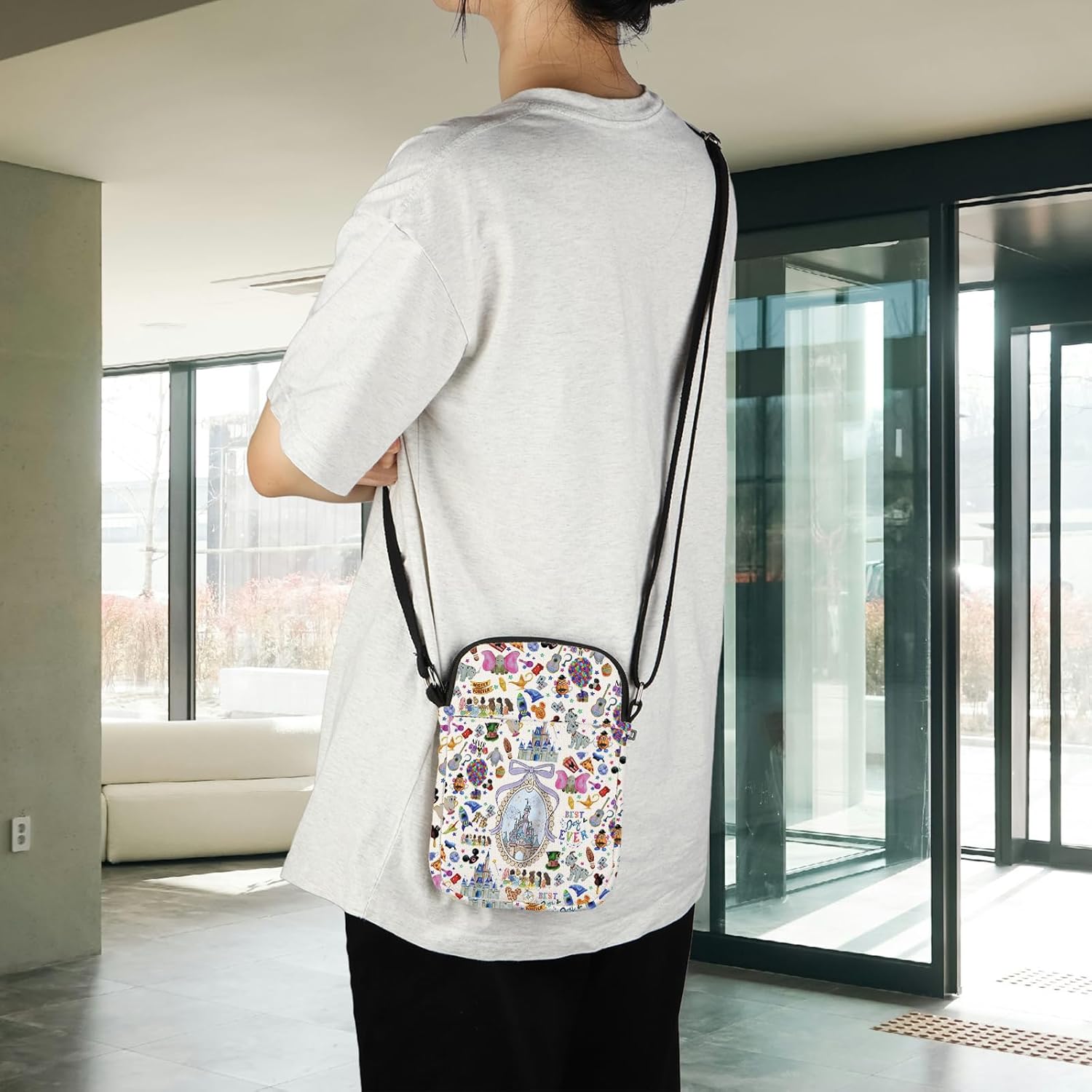 POFULL Coquette Bow Castle Merch Princess Lover Gift Fairy Castle Vacation Gift Princess Crossbody Bag - Image 2