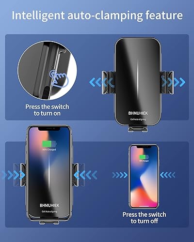 Miniatura 8 de Cargador de coche inalámbrico inteligente con sensor automático de alineación automática, soporte para teléfono de automóvil, carga rápida