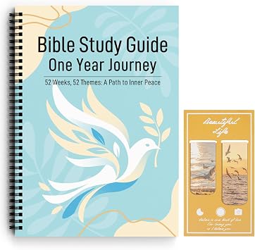 Bible Study Guide in a Year for Women, 52-week Guided Bible Prayer Journal Daily Devotional Notebook with Bookmark, Journaling Bibles Study Supplies Accessories Christian Gifts A4