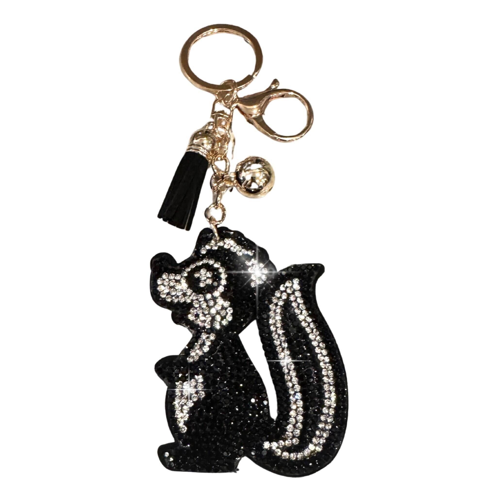 Popfizzy Women's Skunk (Gold) Rhinestone Keychains For And Girls, Bling Purse Charms, Birthday Gifts For Her, Backpack Key Chain, Bag Charms, One Size