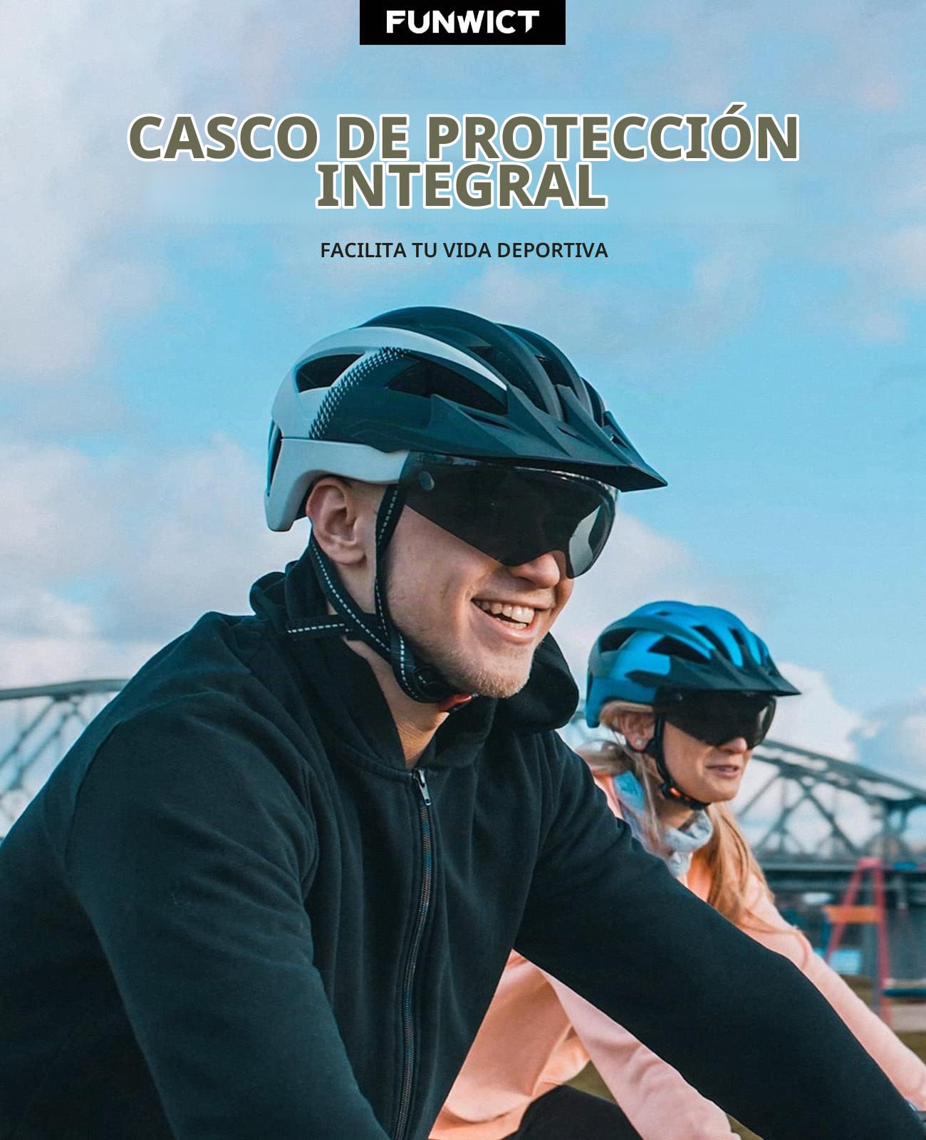 Casco Bicicleta para Ciclismo de Montaña Casco MTB Adulto con Visera y Gafas Desmontables Casco Ciclismo para Hombre Mujer de Tamaño 57-62cm (XL: 59-63 cm, Negro)