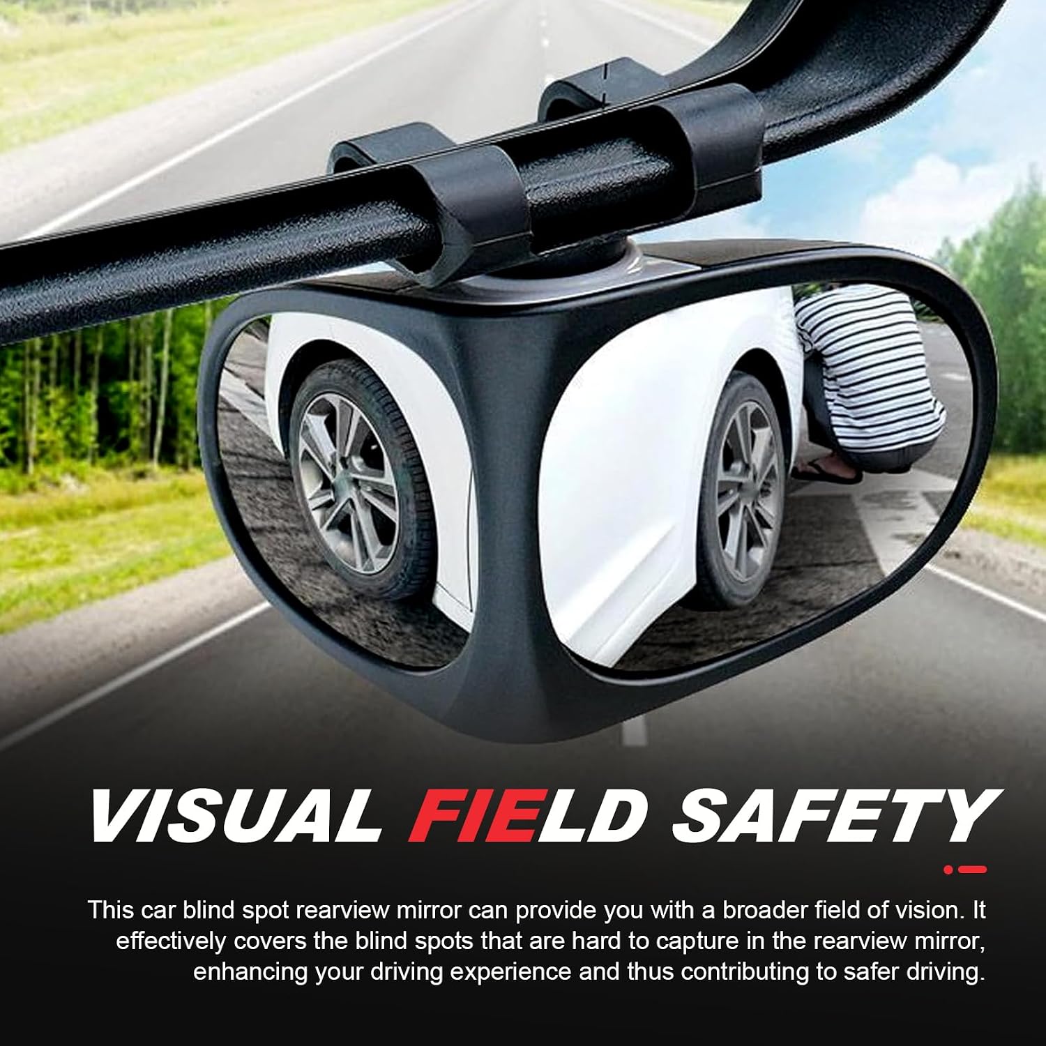 2 PCS Car Blind Spot Mirror, 360 Degrees Panoramic Adjustable Wide-angle Mirror, HD Waterproof Dual-sided Glass Reverse Parking Auxiliary Tools, Universal for Most Vehicles (Black)