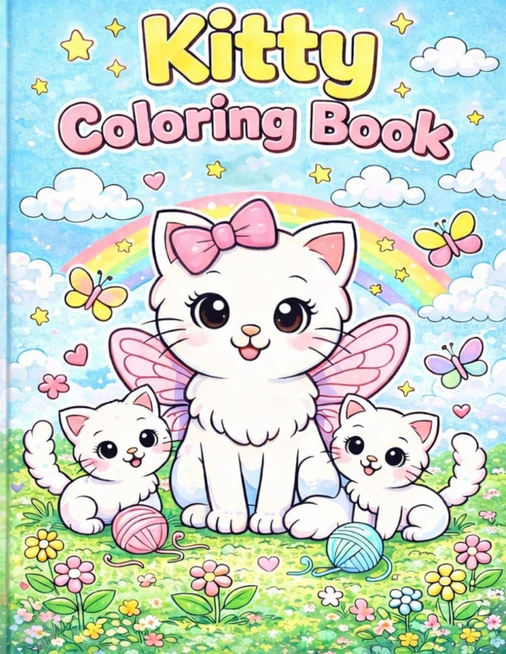Cute Kitty Coloring Book for Kids: 50 Fun and Easy Cat Coloring Pages