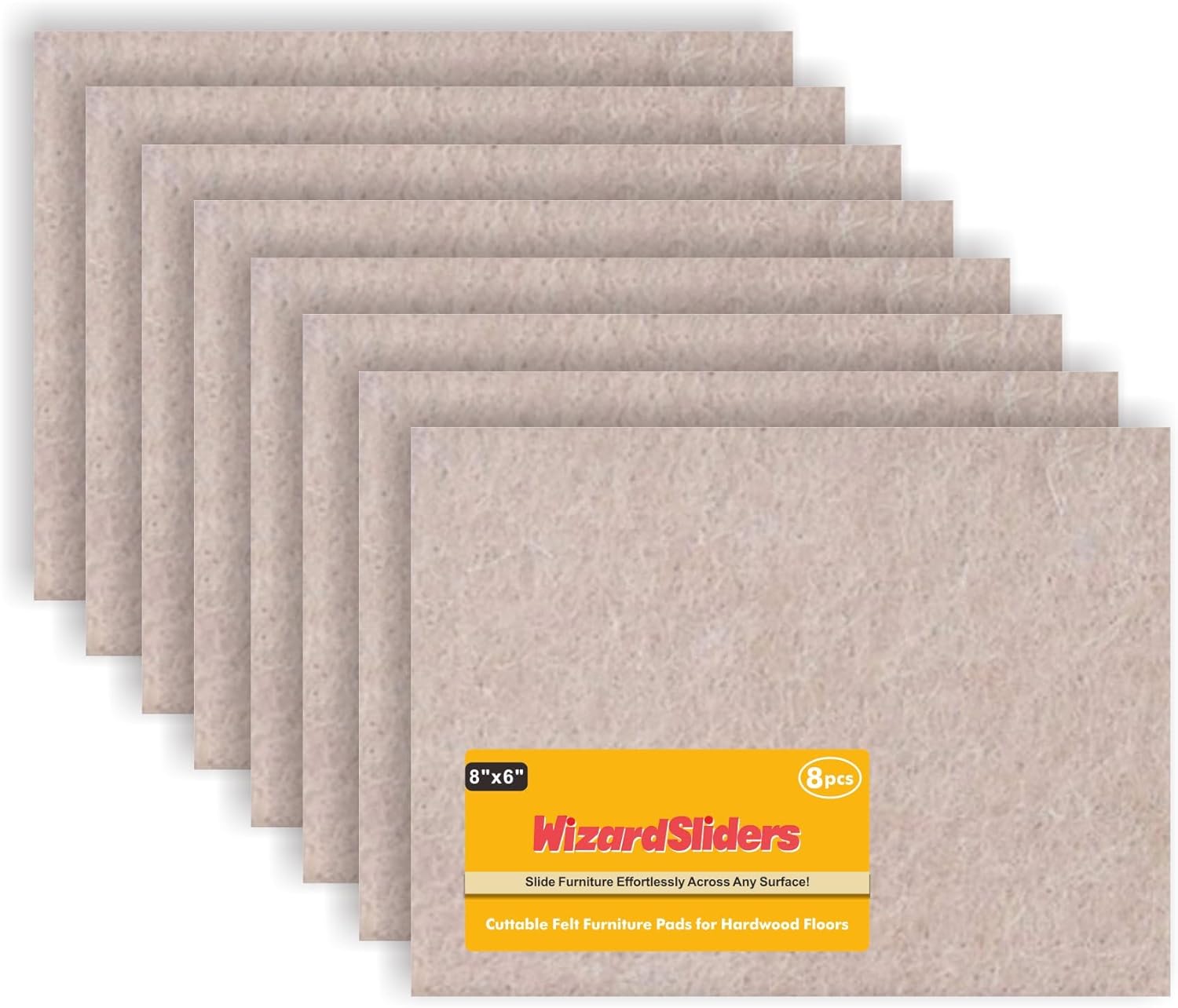 Felt Furniture Pads Self-Adhesive for Hardwood Floors, 8pcs 8" x 6" x 1/5" Cuttable Furniture Pads Square Furniture Movers, Floor Protector Cut into Any Shape, Beige 8pcs Beige