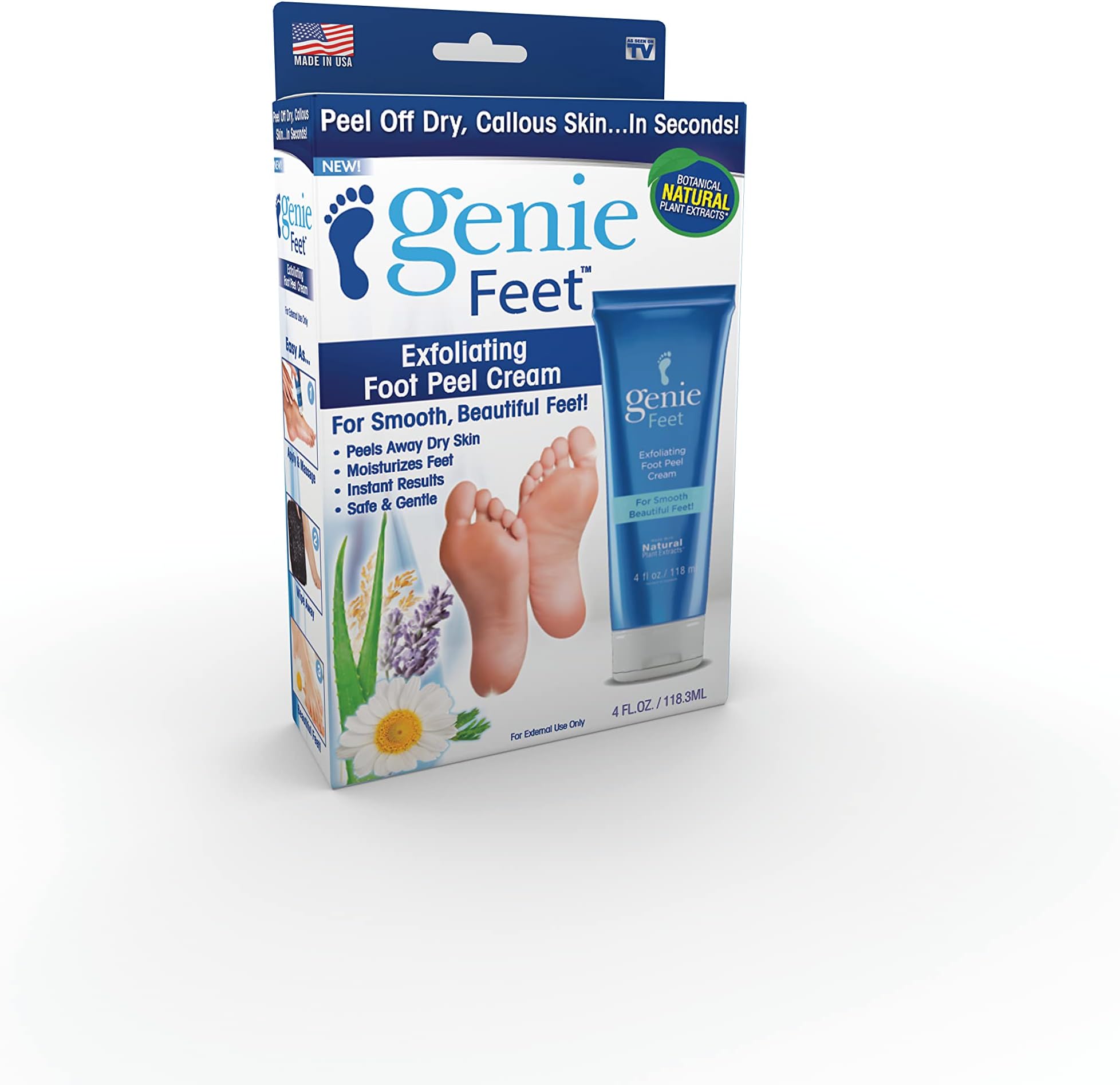 Ontel Genie Feet Exfoliating Foot Peel Cream, 4 Ounce