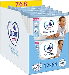Lotus Baby Clean Skin Baby Wipes - Pack of 12 x 64