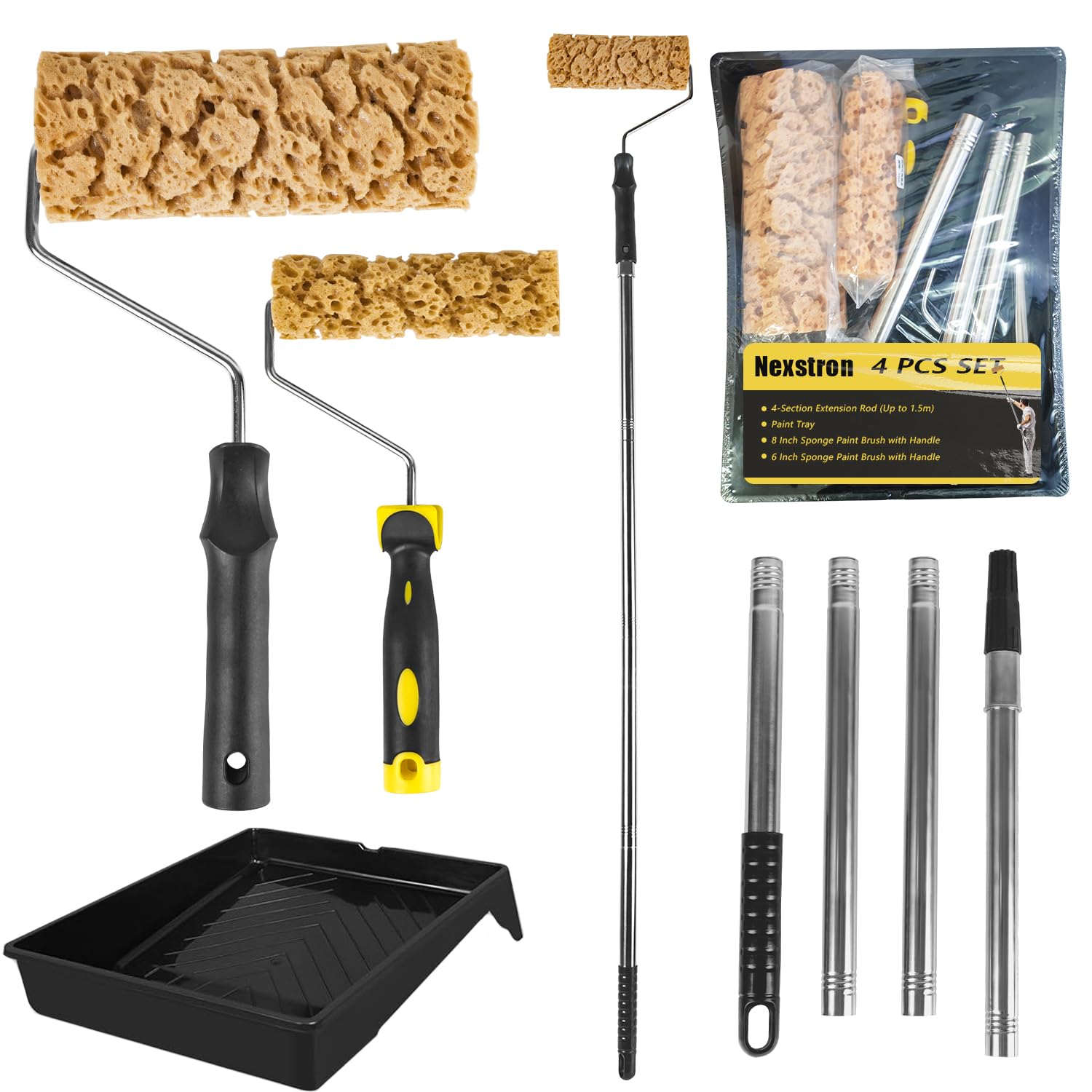 Juego de pinceles de pared con barra de extensión y bandeja