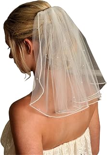 EllieHouse Women's 1 Tier Short Blusher Wedding Bridal Veil With Comb HD22