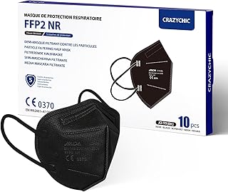 Mascarillas FFP2 NR Negra - Certificada CE EN149 - Mascarilla de Protección Respiratoria Antipolvo - 5 Capas Alta Filtración - Hipoalergénica - Envasado Individual