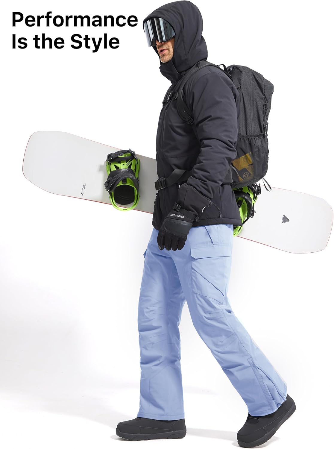 FREE SOLDIER Men's Waterproof Snow Insulated Pants Winter Skiing Snowboarding Pants with Zipper Pockets - Image 7