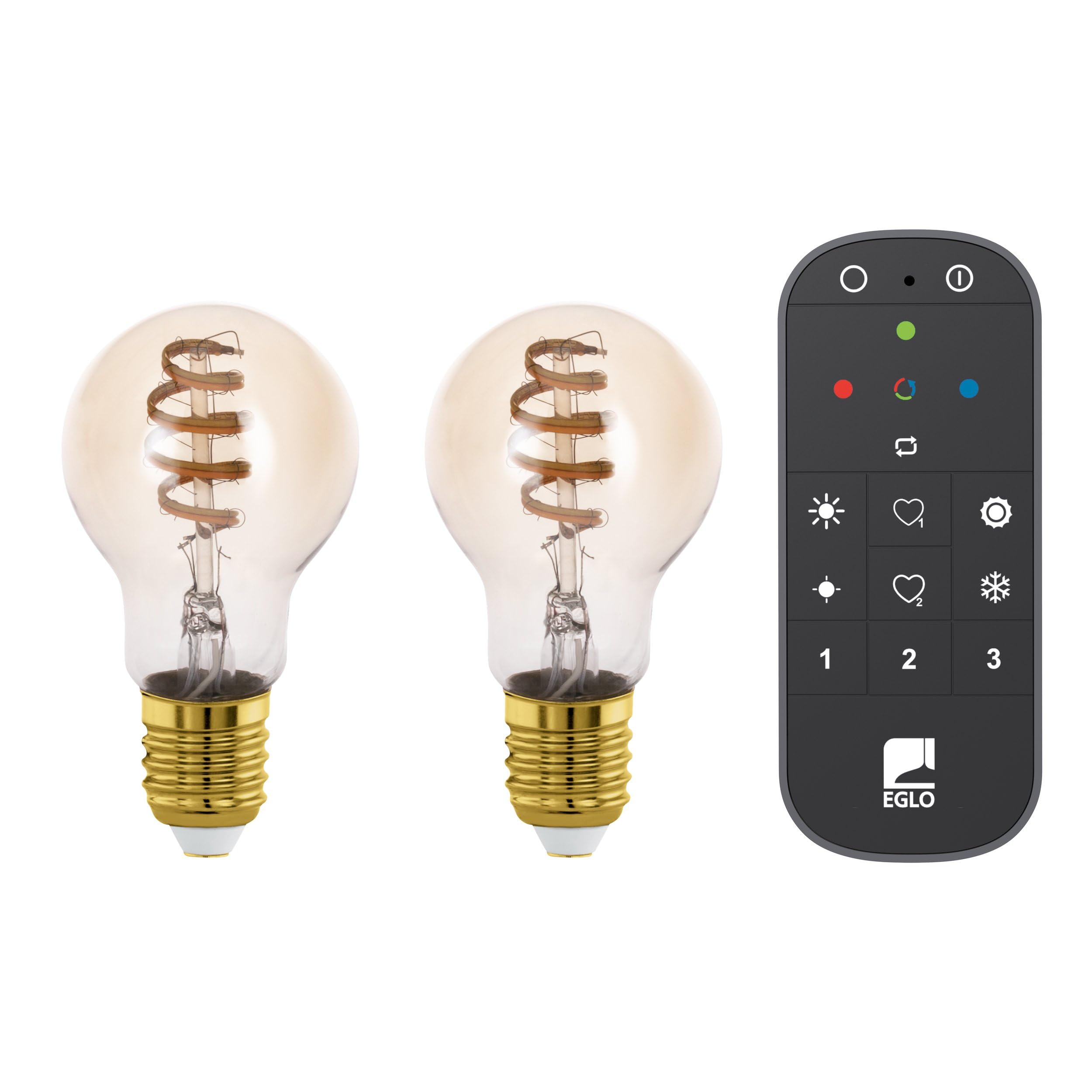 EGLO connect.z 2er Set Smart Home LED Leuchtmittel E27, A60, Matter, ZigBee | App und Sprachsteuerung Alexa, mit Fernbedienung, dimmbar, warmweiß-kaltweiß, 7 Watt, Vintage Glühbirne amber