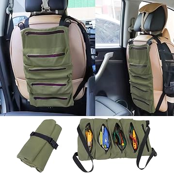 Tool Roll Bag,Canvas Tool Bag,Tool Box Organiser,Multi-Purpose Tools Box Organiser with 5 Zip Pockets,Work for Craftsmen,Plumbers,Electricians (green)