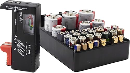 Eternal Living Herramientas y mejoras para el hogar Probador y organizador universal de baterías Comprobador de batería para pilas AA AAA C D 9V