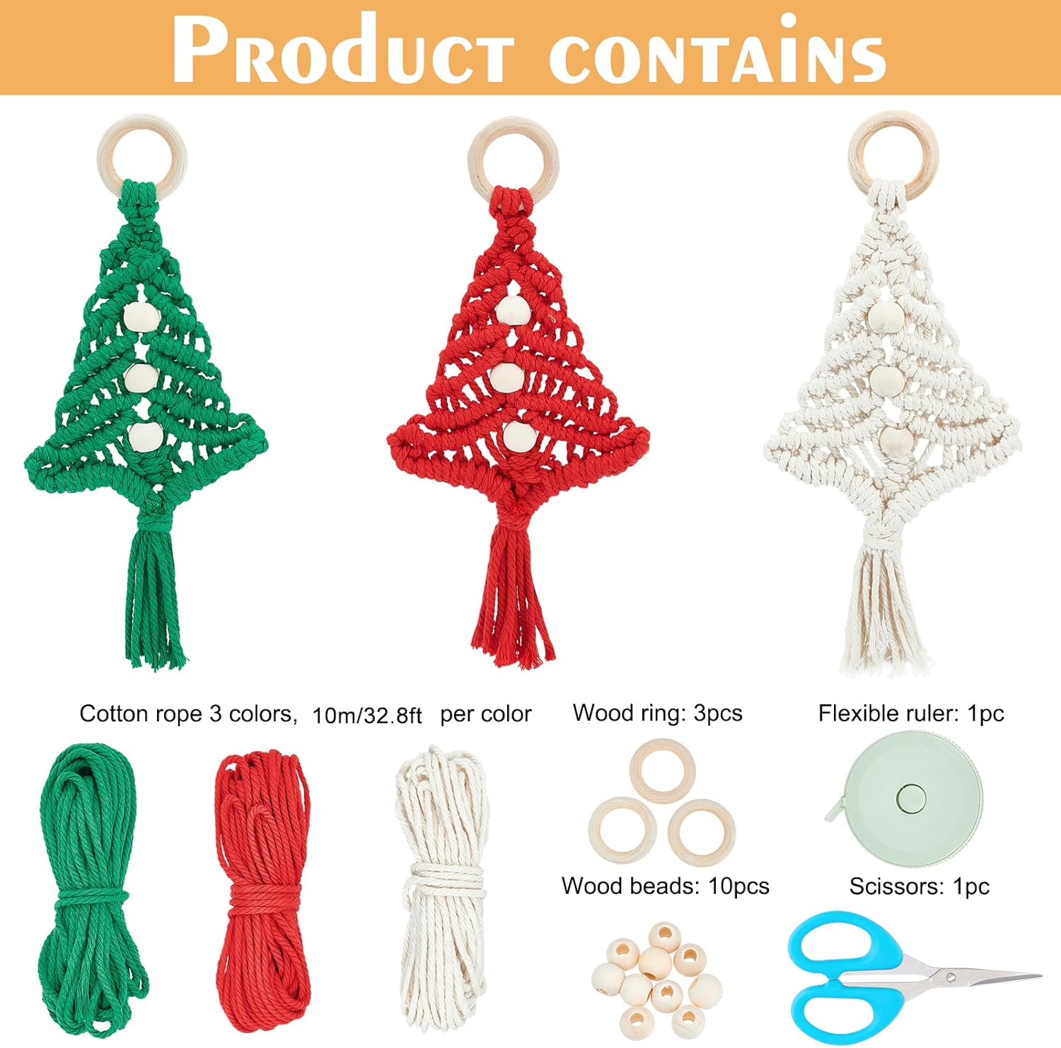 FREEBLOSS 5-delige set doe-het-zelf macramé poppen, ornamentkit, macramé engelenset voor in de kerstboom, macramé kit voor beginners met videozelfstudies macramé wandophangkit voor woondecoratie FREEBLOSS 5-delige set doe-het-zelf macramé poppen, ornamentkit, macramé engelenset voor in de kerstboom, macramé kit voor beginners met videozelfstudies macramé wandophangkit voor woondecoratie