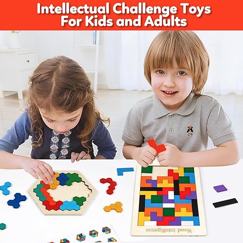 Miniatura 3 de Rompecabezas de madera para adultos y niños y niñas, juegos de rompecabezas de lógica para el aula y fiestas, rompecabezas de bloques de madera,