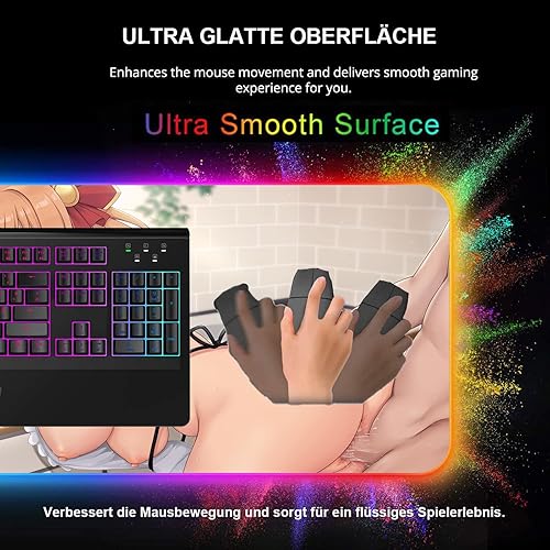 Miniatura 5 de Mouse Pads Anime Girl Sexy Butt Mousepad RGB LED Mouse Pad Gamer Gaming Pads Keyboard XXL Large Mause for Desk Play Mat Carpet 24 inch x12 inch