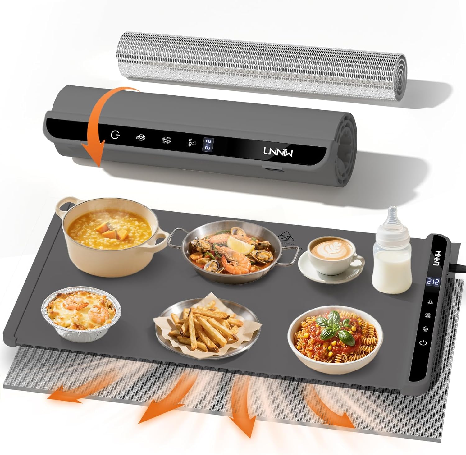 Food Warming Mat with Heat-Resistant Pad, 26X15 Inch, 6-Level Temp 6-Hour Timer, Child Lock Safety,Food Warmer Chafing Dishes for Buffet.