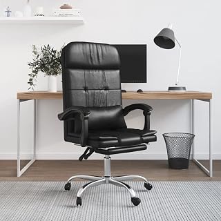 Silla de Oficina reclinable Masaje, Silla Escritorio Juvenil, Silla Despacho, Silla Ordenador, Silla Estudio, Silla Gamer, Cuero sintético Negro