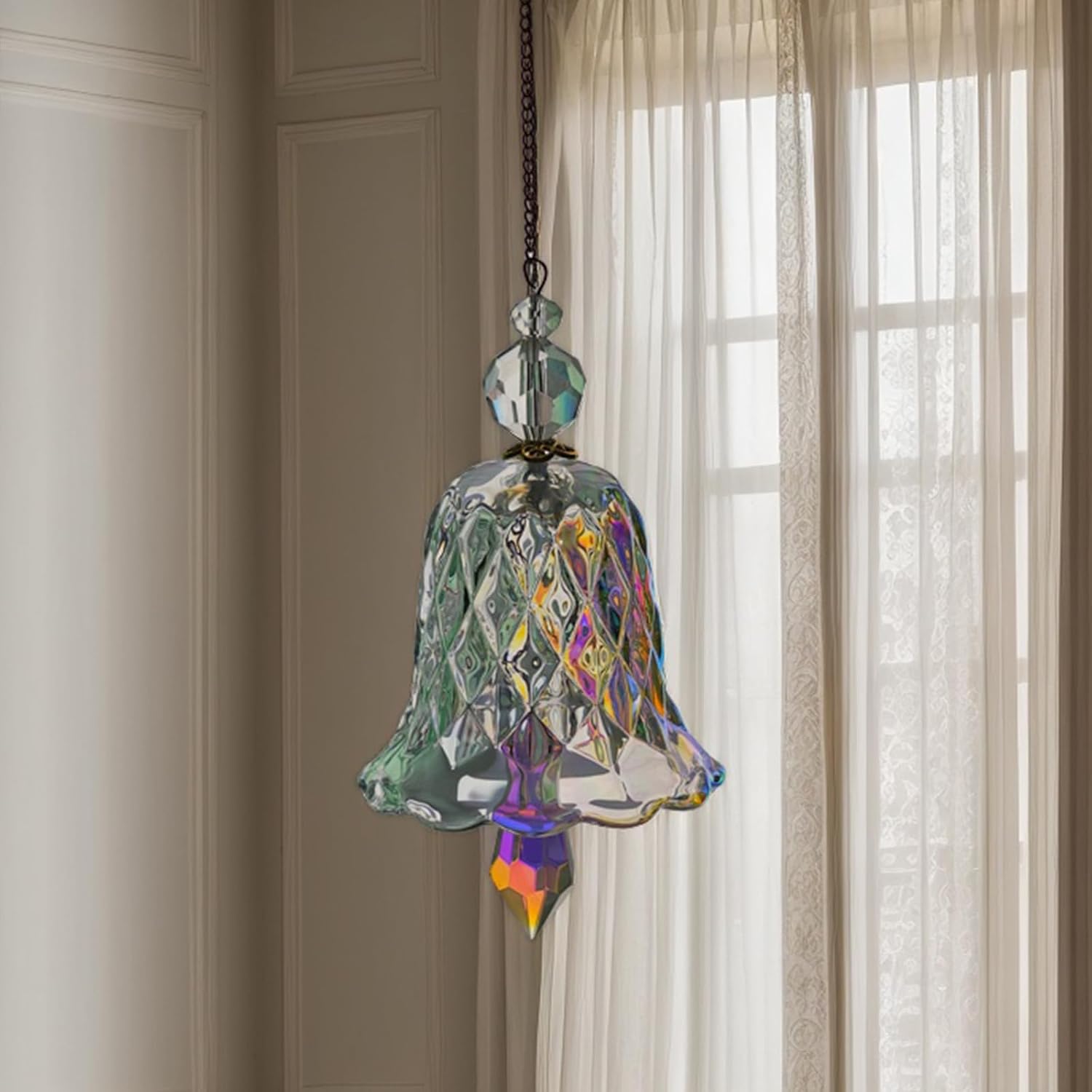 Rainbow Crystal Wind Chimes 2 Pcs,Crystal Suncatchers for Window Hanging Wind Chime Style Garden Sun Catchers,Gifts for Mom, Wife, Grandma Neighbors