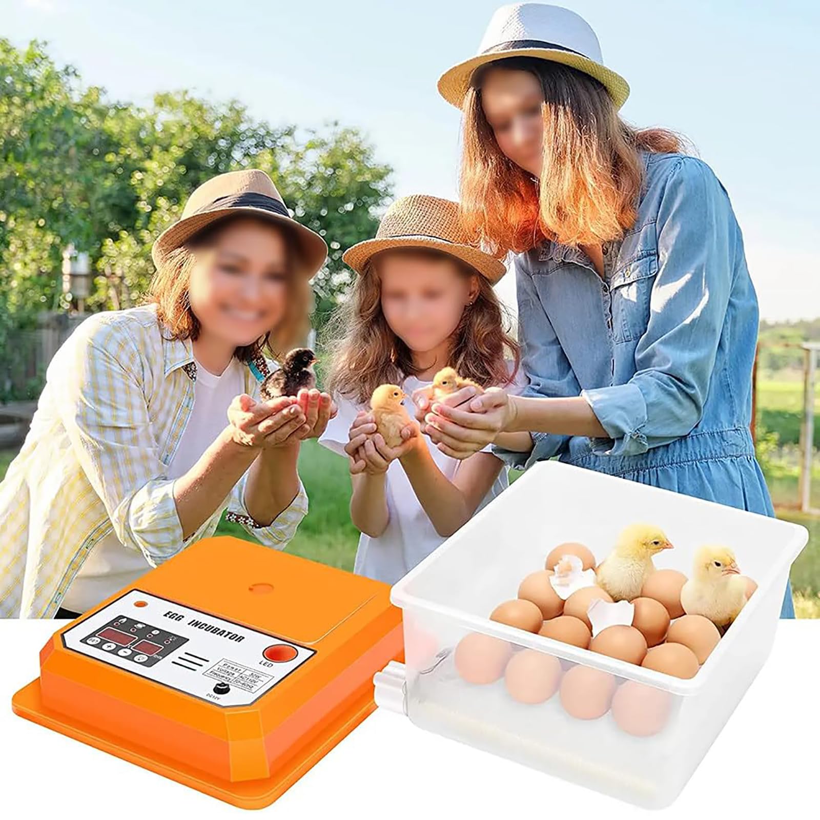 Incubadora de 9 huevos, Nacedora automática digital, Nacedora de pollos, aves de corral, Nacedora de huevos con control automático de temperatura, para pollo, pájaro, codorniz, pato