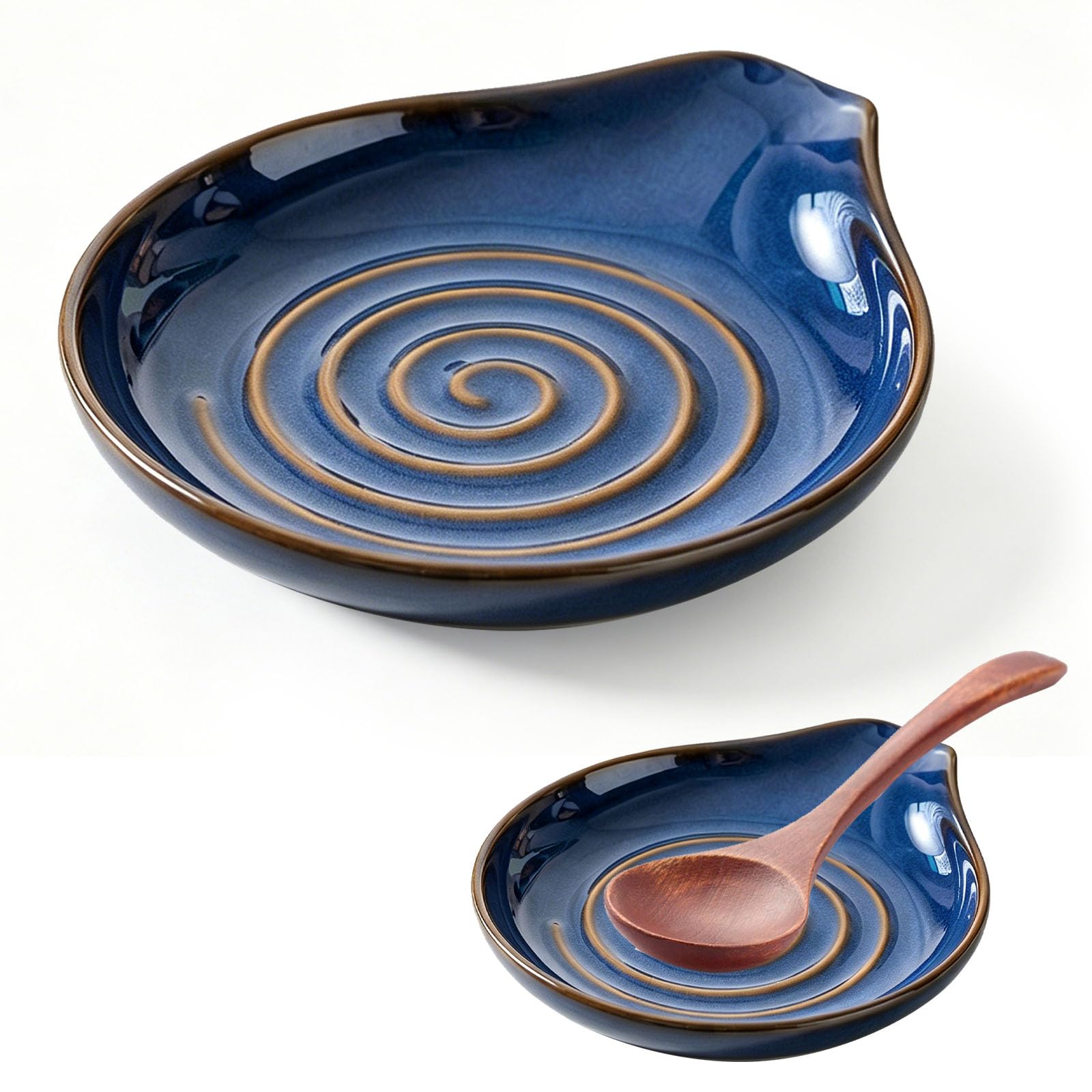 Soporte De Cuchara Para Cocina,Reposa Cucharas De Cerámica,Soporte De Cucharas De Cerámica Con Patrón,Posacucharas Resistente Calor, Puede Colocar Cuchara O Pinzas,Lavavajillas