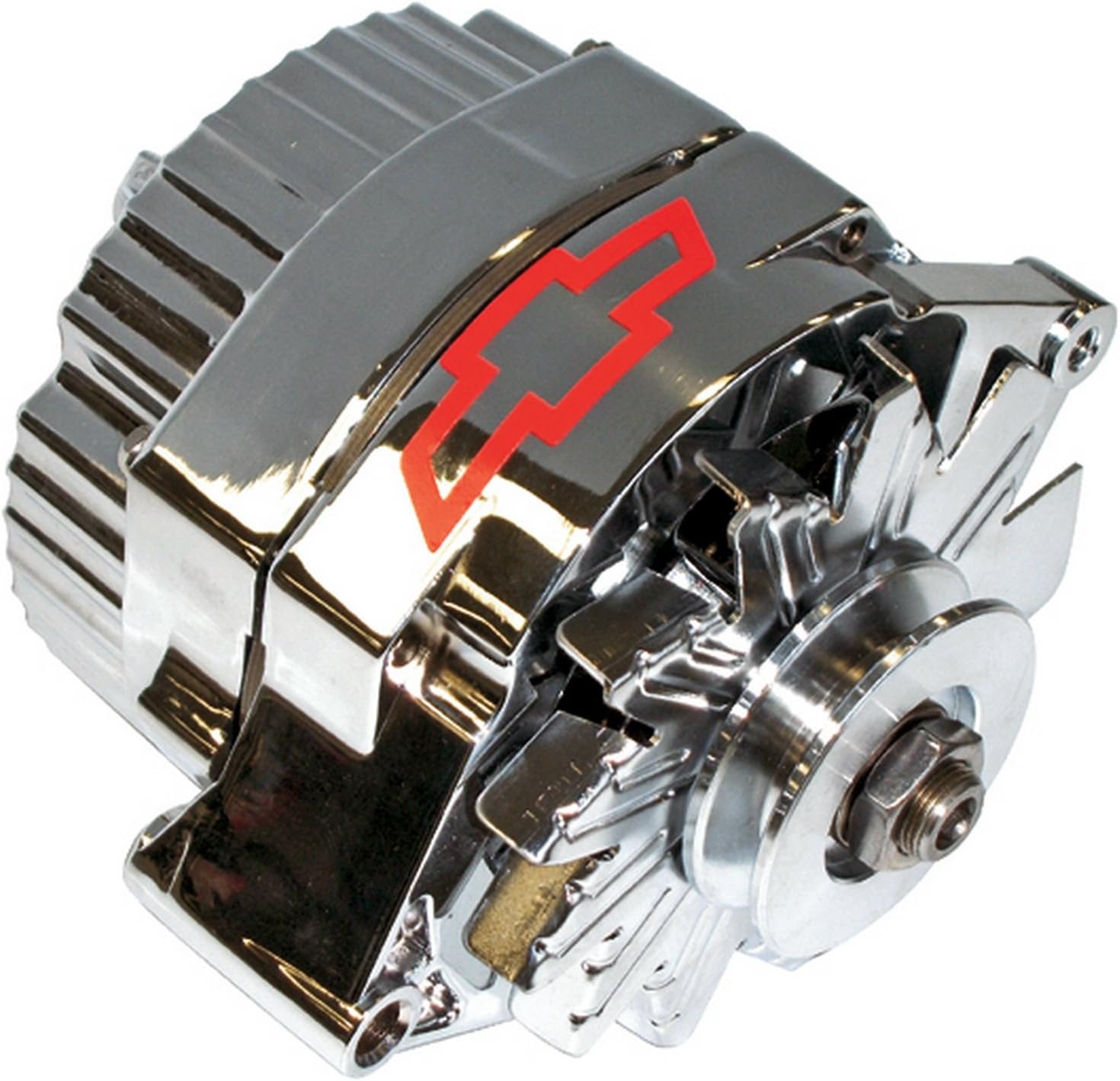 ProForm Alternator, 80 amp, 12V, Internal Regulator, Single V-Belt Pulley, GM Logo, Chrome, GM, Each (141-659)