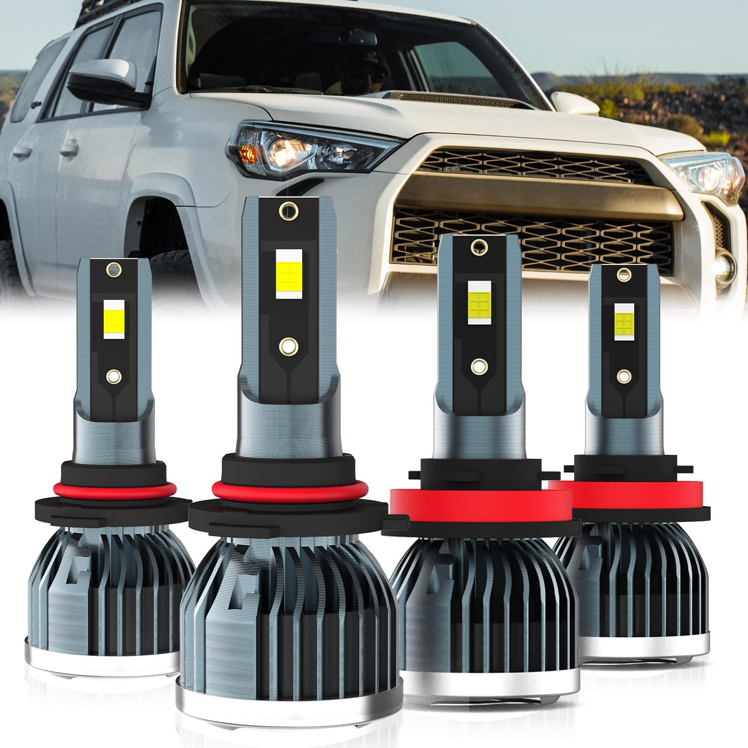 Fit For Toyota 4RUNNER 2006-2021 Light Bulbs, 9005 High Beam + H11 Low Beam, 4-Pack