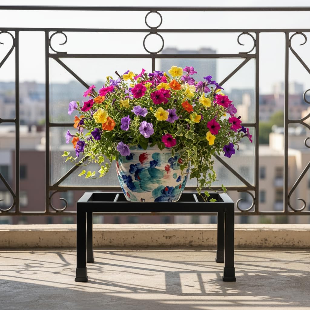 Iron Plant Stand - Black Outdoor Indoor Flower Stand -7