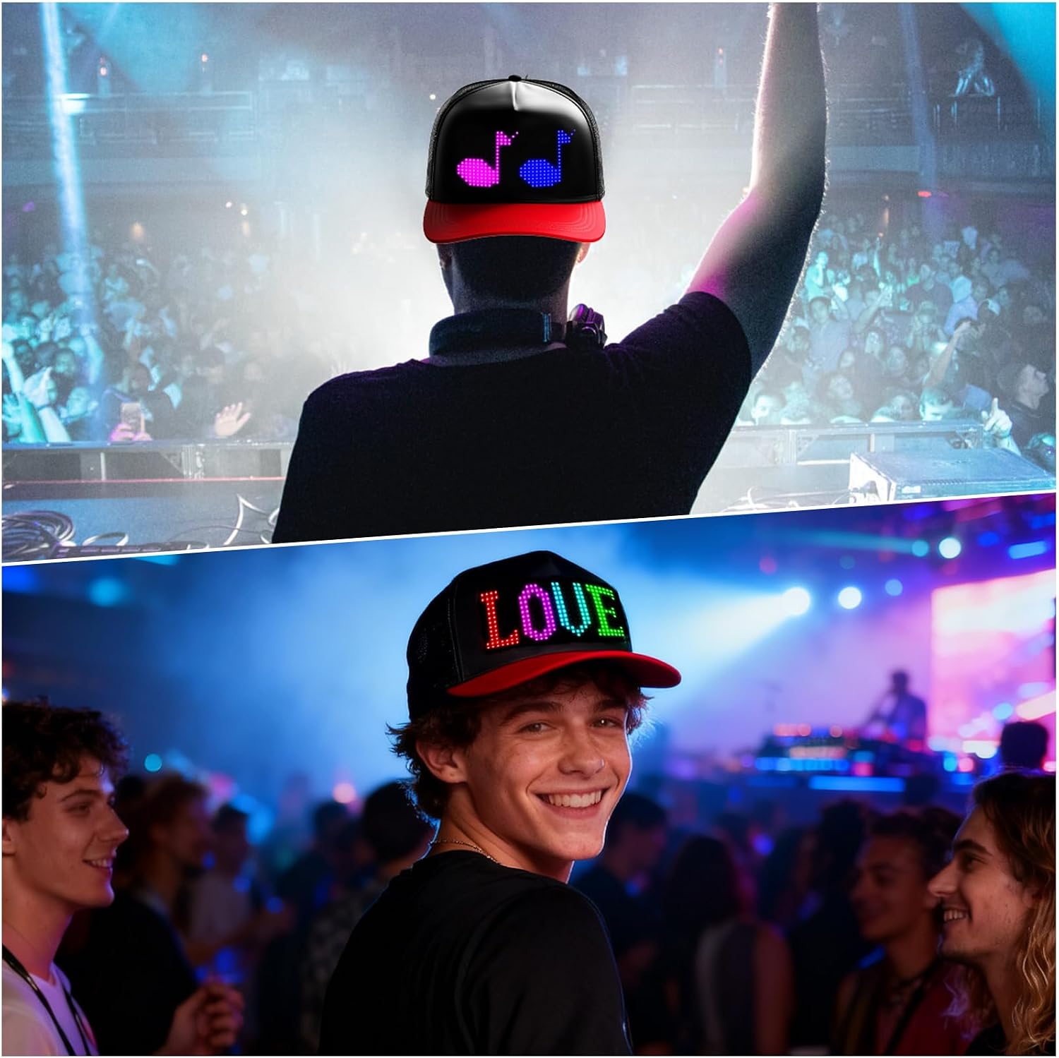 GOTUS LED Hats, LED Display Screen Smart Caps,Bluetooth APP Control,Custom Text, Patterns, Animations