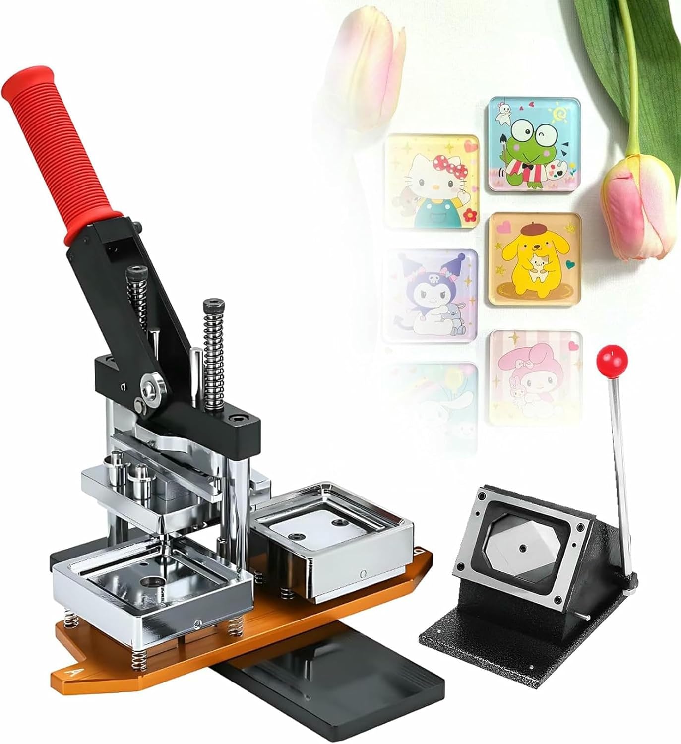 Fridge Magnet Button Badge Making, Professional Metal Badge Maker, with Paper Cutter + 200pcs Component, for Custom Refrigerator Magnets and Gifts