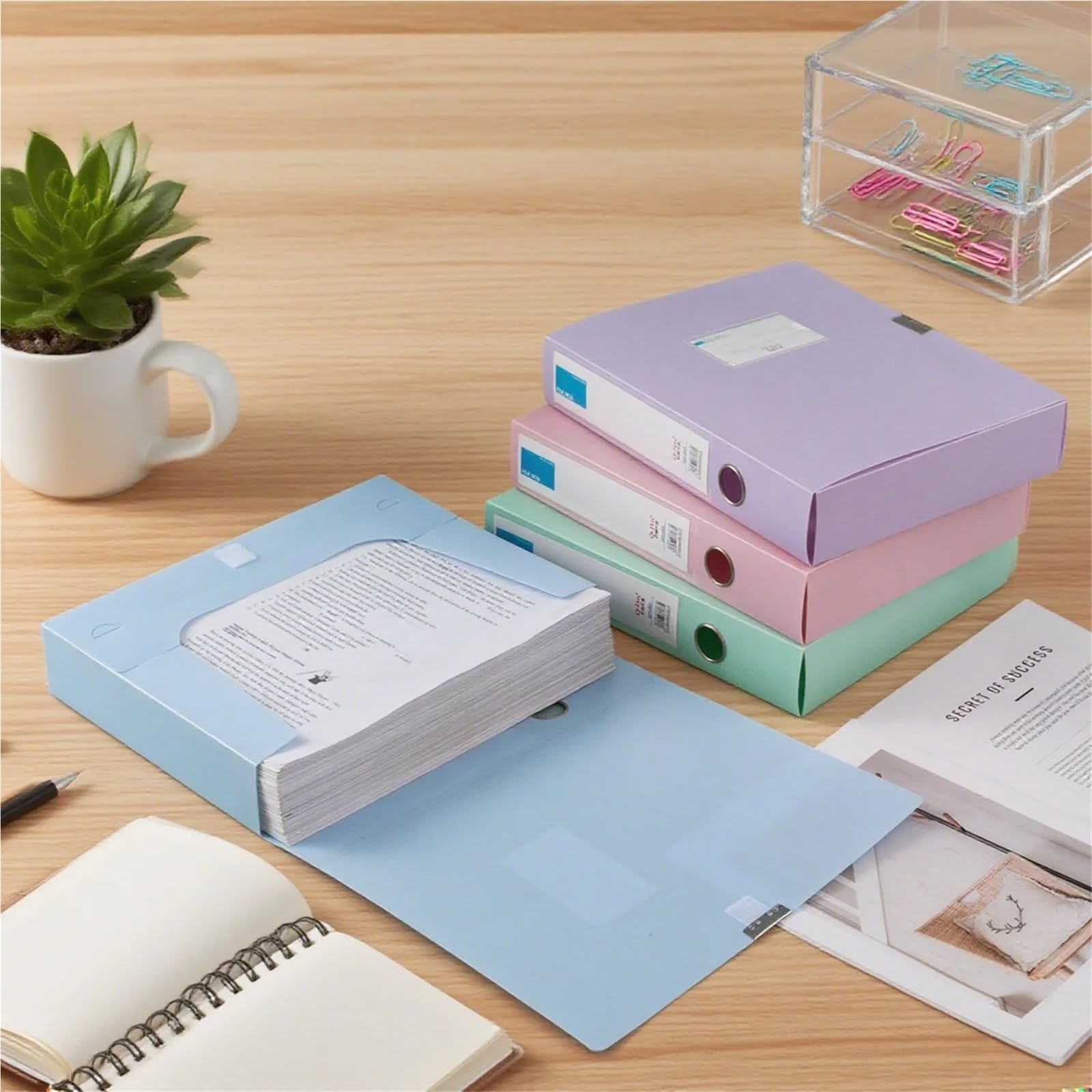 Cartellina Portadocumenti 4-Piece Set Of File Boxes, A4 Document Boxes, Office Desk Storage Boxes, Large-Capacity Contract Folder Storage, Office Supplies(Green)