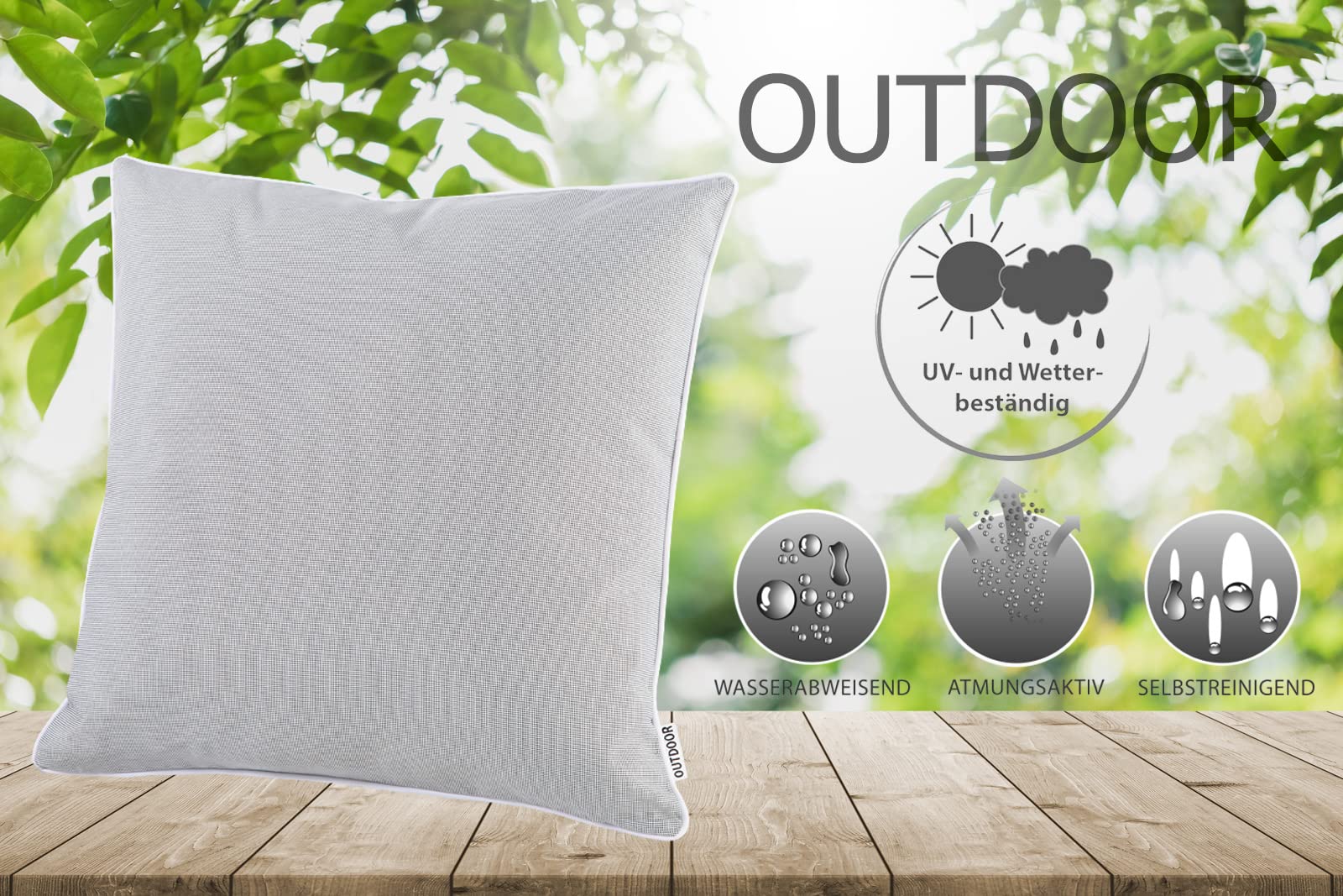 fashion and joy 551, cuscino decorativo effetto loto, per salotto all’aperto, 45 x 45 cm, resistente alle intemperie e allo sporco, struttura idrorepellente, da giardino