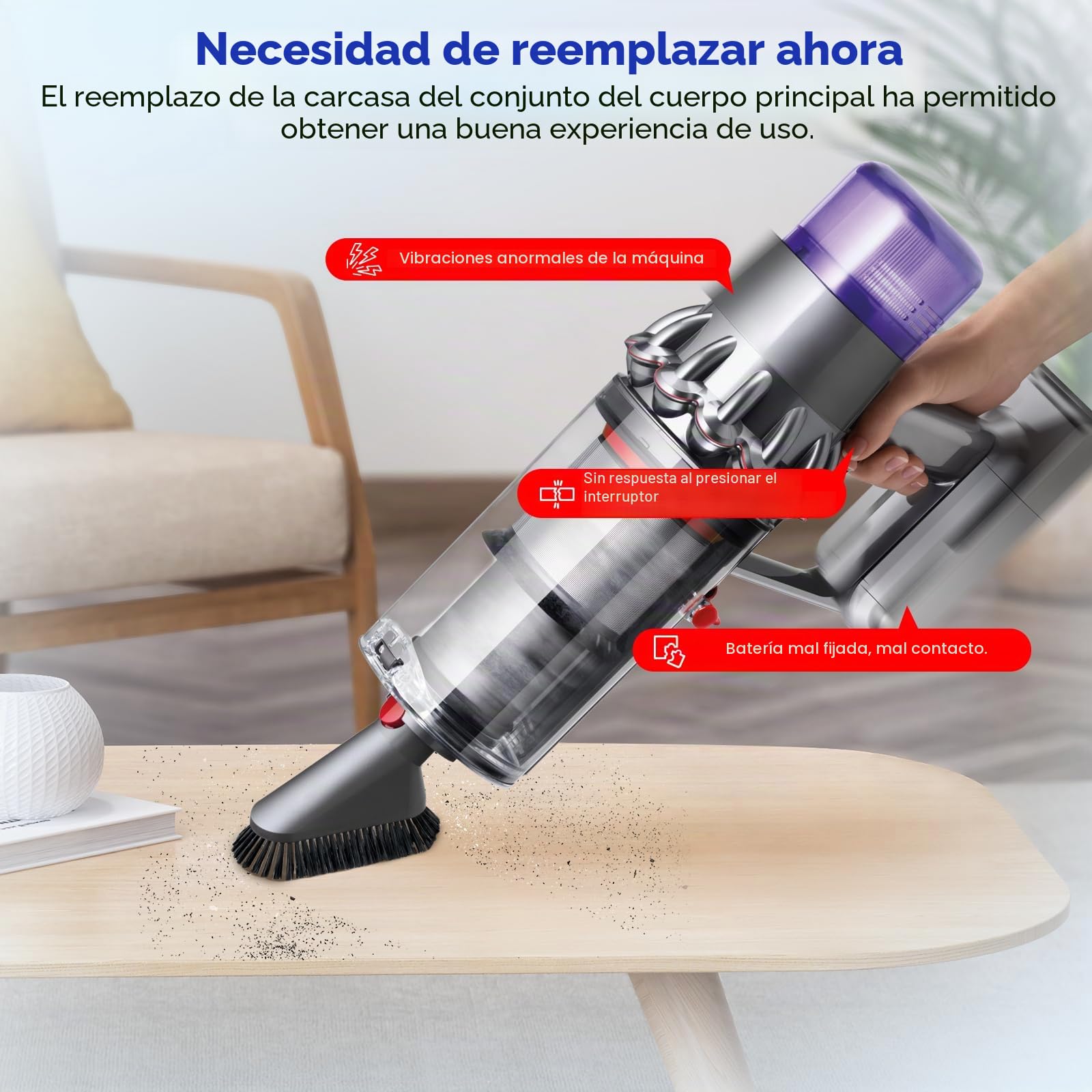 V15 cuerpo principal con gatillo compatible Dyson V11 SV15 V15 SV22 aspiradora (solo Click-in, no apto para V11 SV14 tornillo)