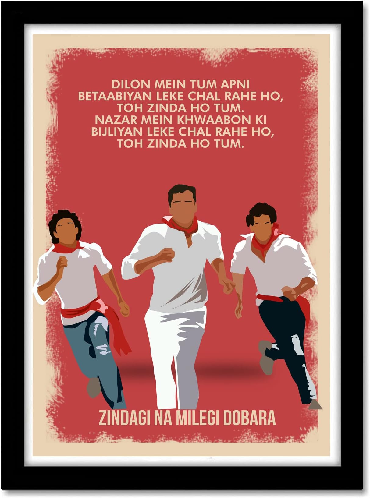 Good Hope - Bollywood Movies Zindgi Na Milegi Dobara Movie Frame For Room & Office (Framed Poster(10X13Inch), Red)