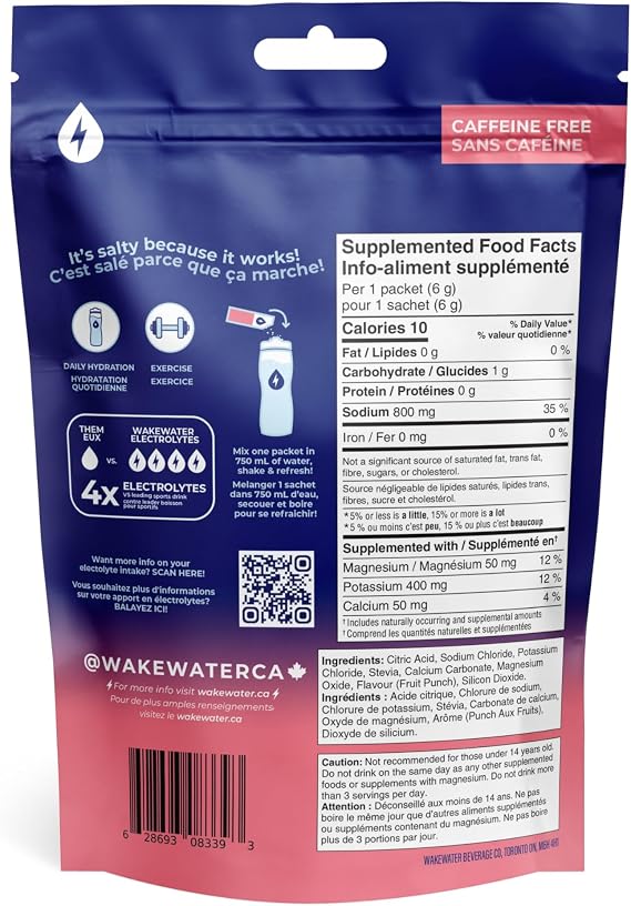 Wake Water Sugar Free Electrolyte Packets, Hydration Powder, Keto & Paleo Friendly Electrolyte Drink Mix, Fasting Hydration Packs, Travel Essentials, Pack of 10 (6g Each), Watermelon