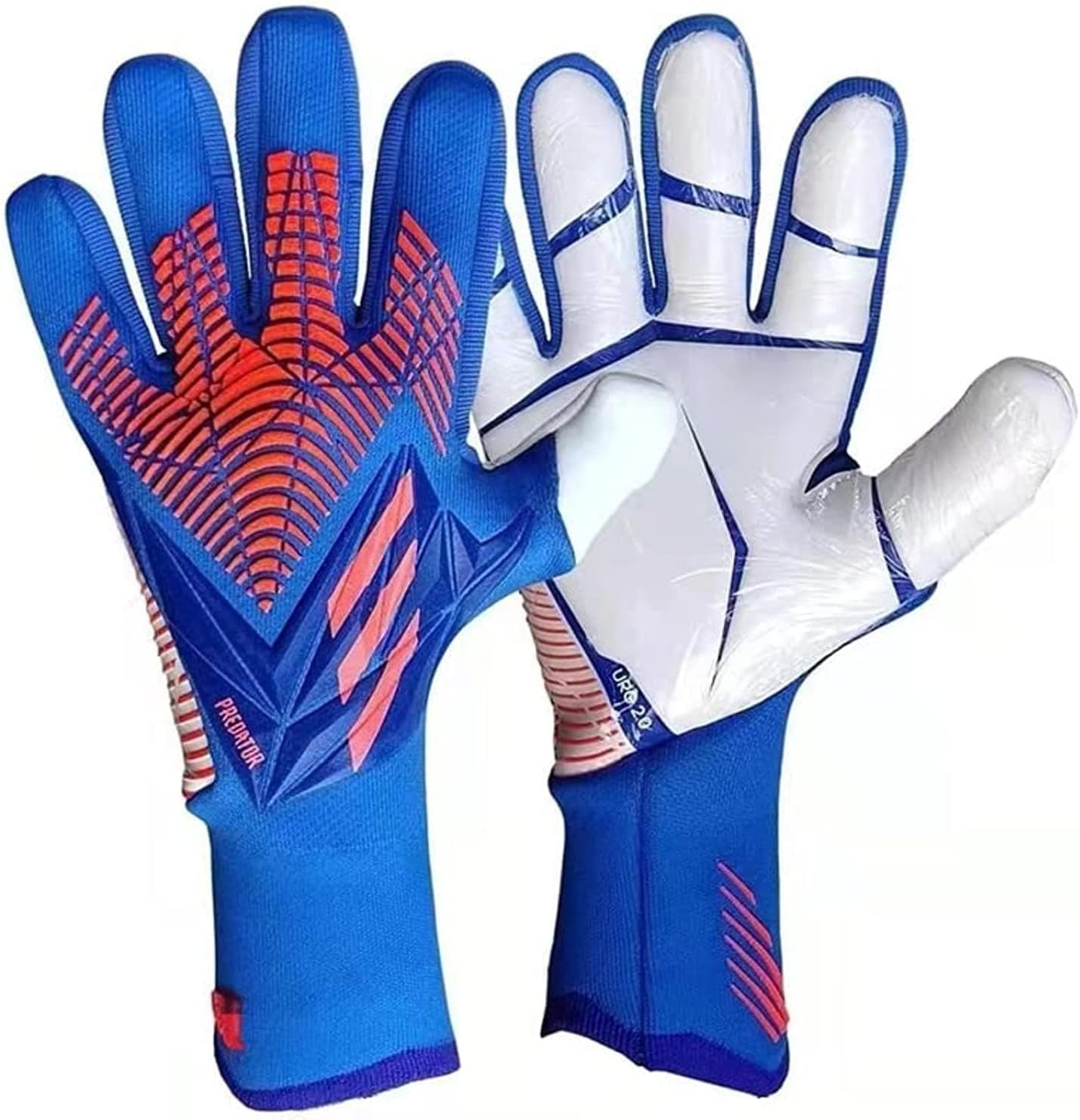 Youth Football Goalkeeper Gloves, Finger Protection, Adjustable Wrist Strap, Latex Material, Blue, Unisex-Youth, Adults, Male, Soccer, Football