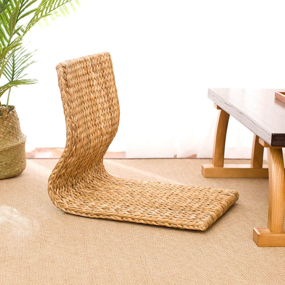 Silla de suelo japonesa estilo Tatami para meditación y relajación, antideslizante, materiales naturales, soporte posterior para juego, diseño de ventana flotante, sin patas